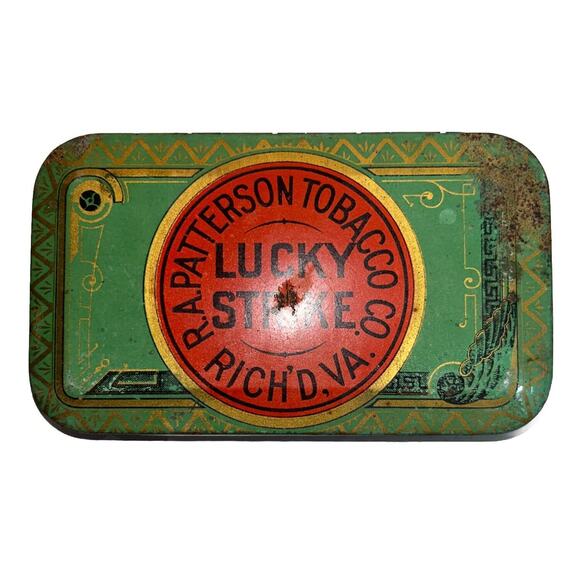 Vintage 1920s Lucky Strike Cigarette Tin Box R A Patterson Tobacco Co XX - Picture 2 of 16